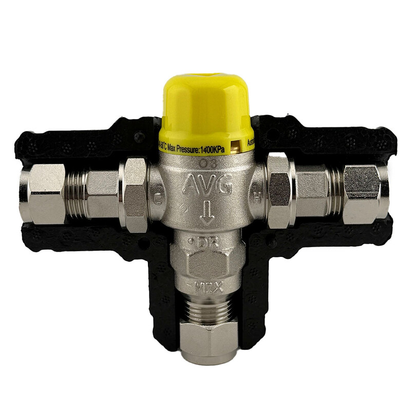 AVG Tempering Valve DZR Watermarked Yellow Cap