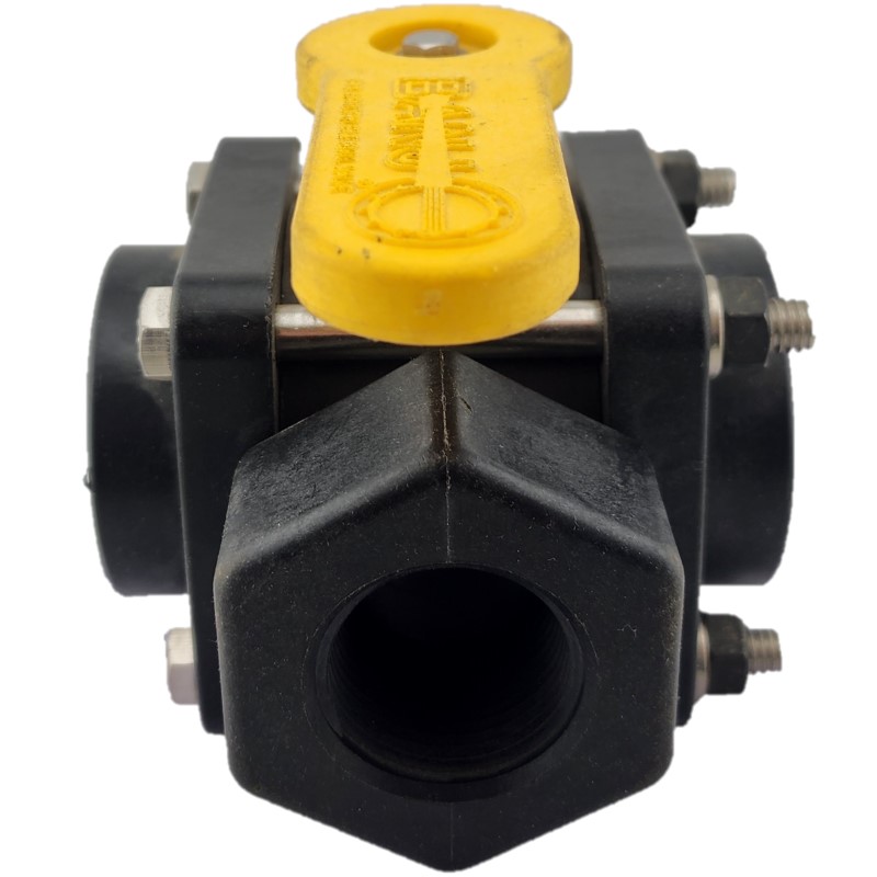 Banjo Polypropylene Ball Valve 3 Way L Port Side Load Viton