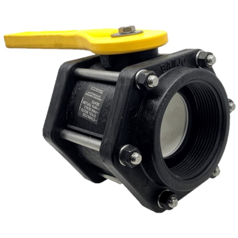 Banjo Polypropylene Ball Valve F+ampF BSP Lever 3PCE Viton