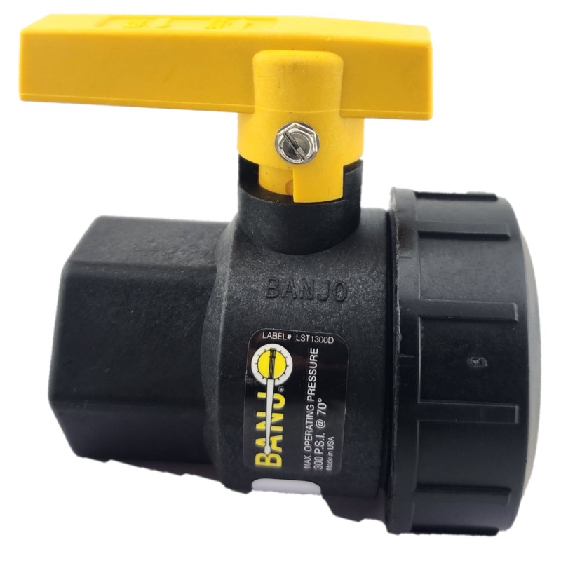 Banjo Polypropylene Ball Valve Single Union F&F Lever EPDM