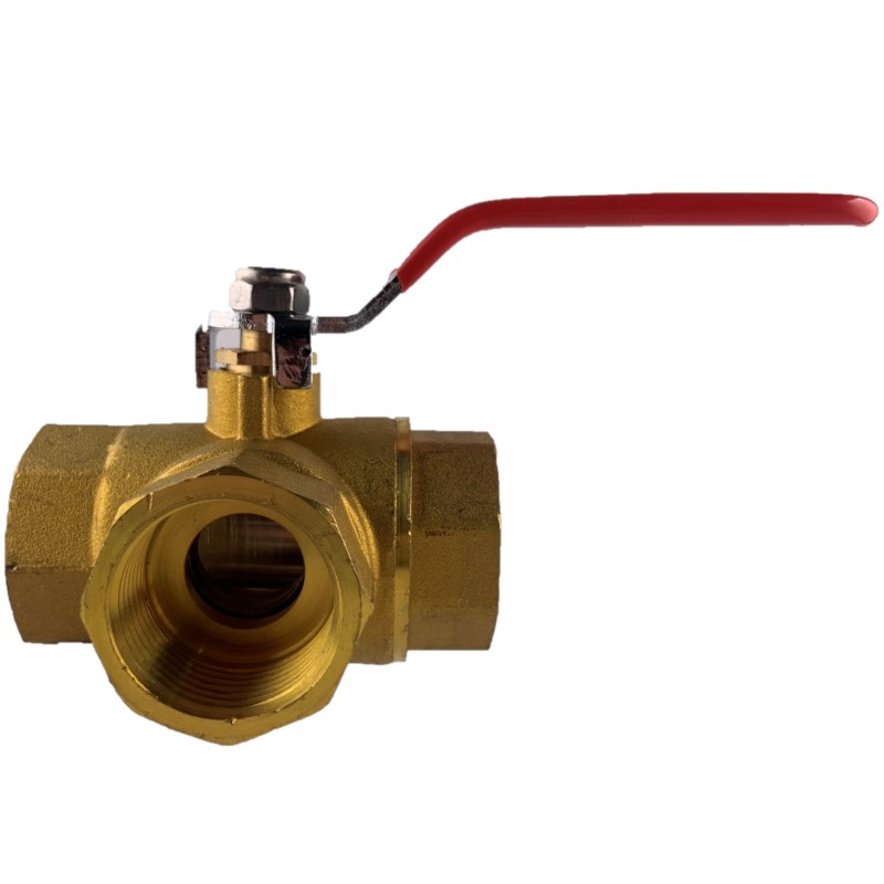 Brass Ball Valve 3 Way Lever L Port - EVF Brand