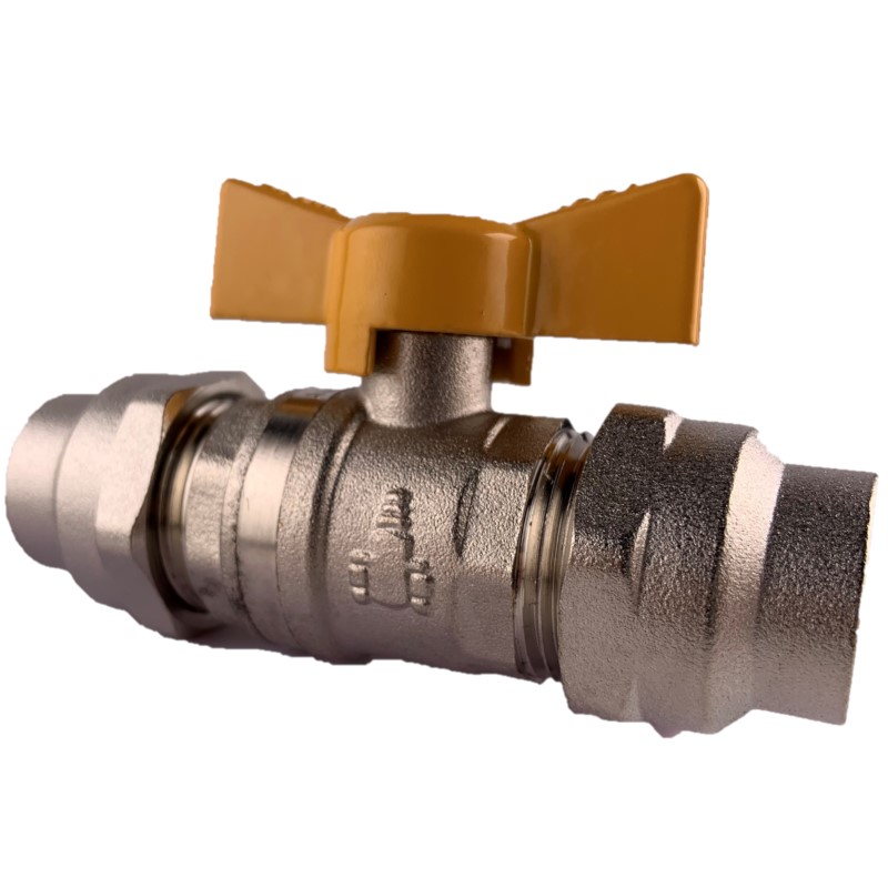 Brass Ball Valve T Handle Compression Union Gas Approved