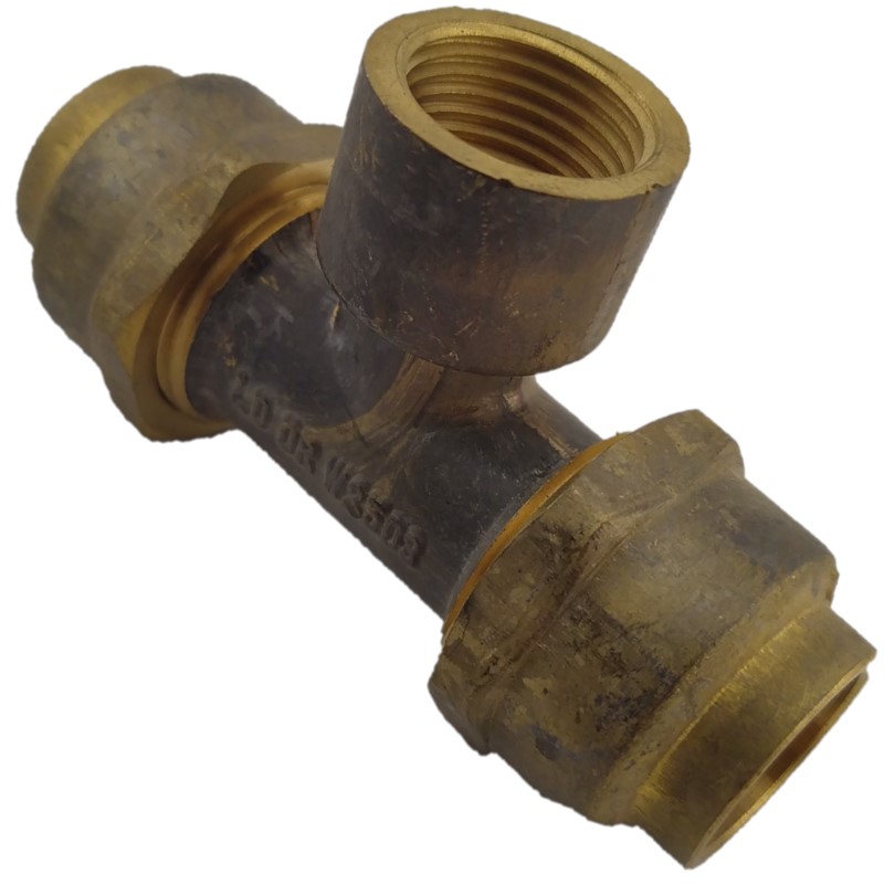 Brass Flared Compression Double Union Tee to Female BSP