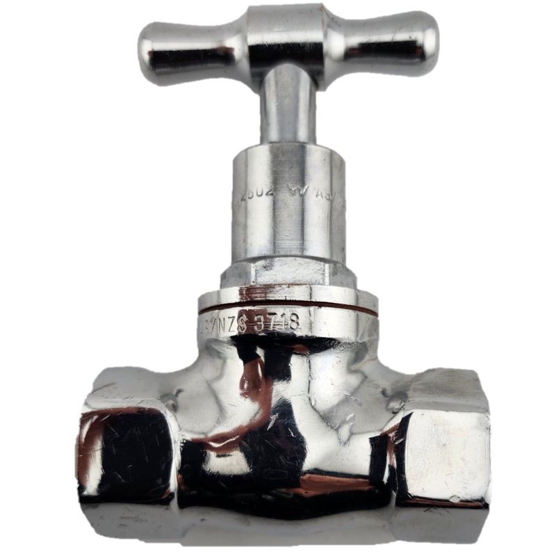 Brass T Head Stop Tap F&F Chrome Plated