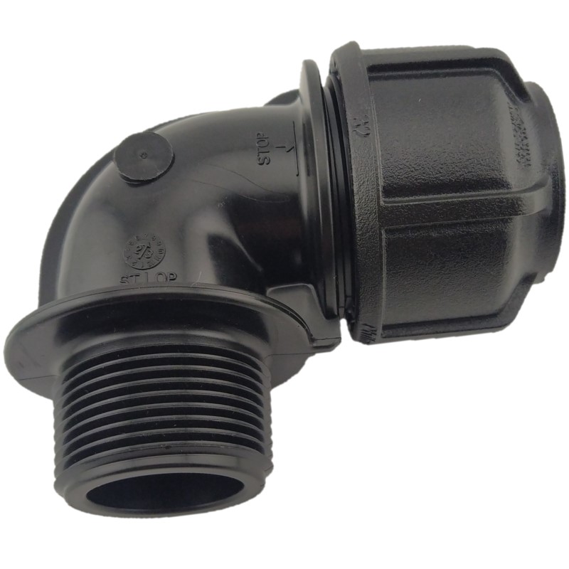 Philmac Metric Compression Male 90 Degree Joiner - Poly to Male BSP