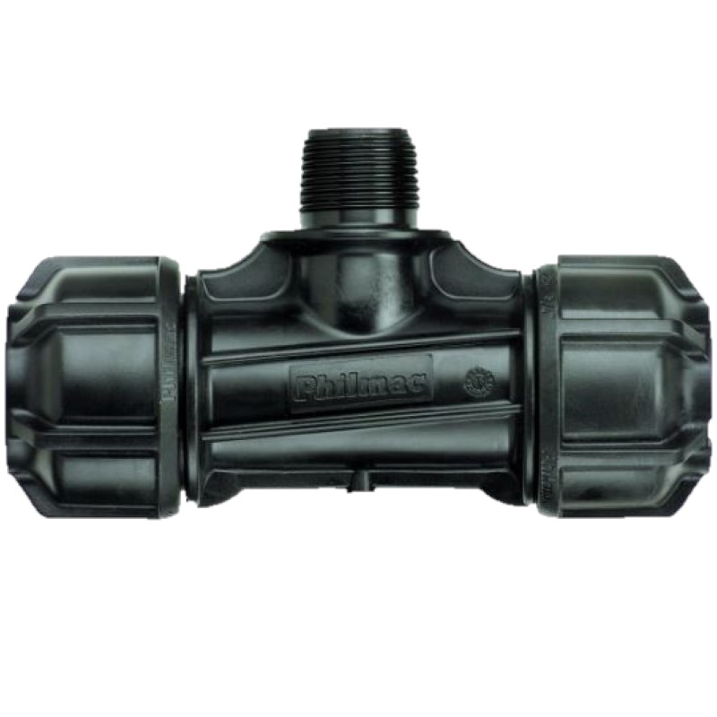 Philmac Metric Compression Male Tee Joiner - Poly to Poly to Male BSP