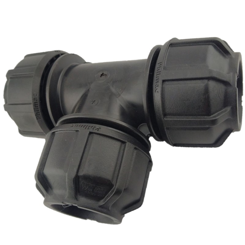 Philmac Metric Compression Tee Joiner - Poly to Poly to Poly