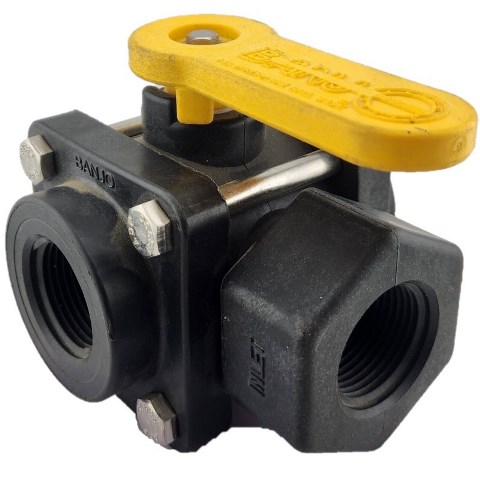 Banjo Polypropylene Ball Valve 3 Way L Port Side Load Viton
